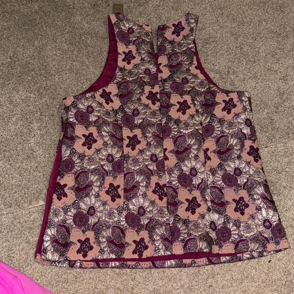 J. Crew NWT❗️J. Crew Collection Pink and Purple Floral Brocade Blouse - Picture 6 of 8